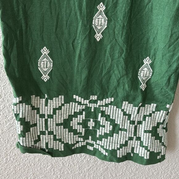 HOUSE OF HARLOW 1960 Embroidered Green Patterned Wide Leg Pants size Large - Picture 2 of 9